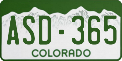 CO license plate ASD365