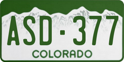 CO license plate ASD377