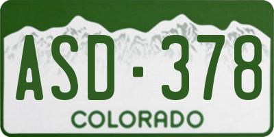 CO license plate ASD378