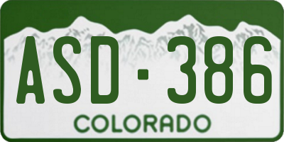 CO license plate ASD386
