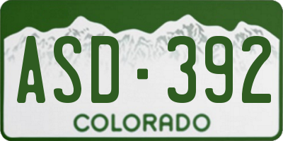 CO license plate ASD392