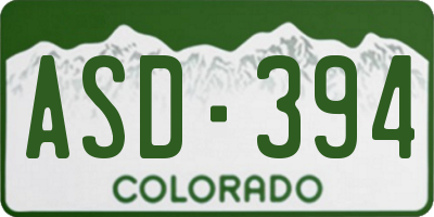 CO license plate ASD394