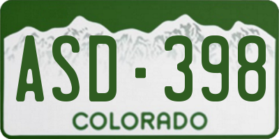 CO license plate ASD398