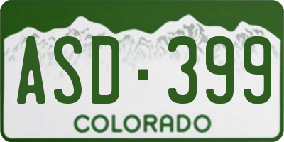 CO license plate ASD399