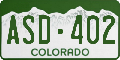 CO license plate ASD402