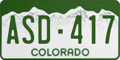 CO license plate ASD417