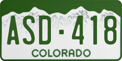 CO license plate ASD418