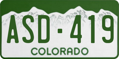 CO license plate ASD419