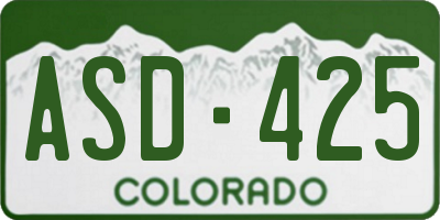 CO license plate ASD425