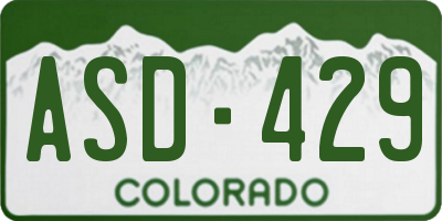 CO license plate ASD429