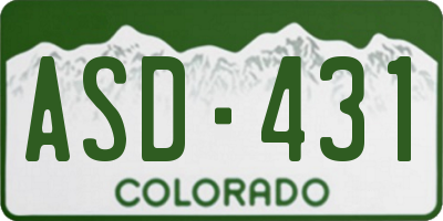 CO license plate ASD431