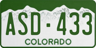 CO license plate ASD433