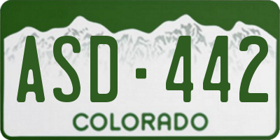 CO license plate ASD442