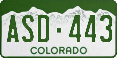 CO license plate ASD443