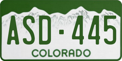 CO license plate ASD445