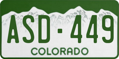 CO license plate ASD449