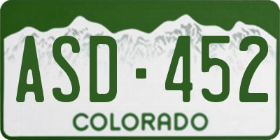 CO license plate ASD452
