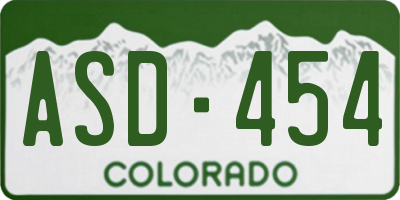 CO license plate ASD454