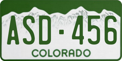 CO license plate ASD456