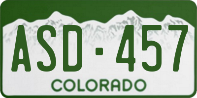 CO license plate ASD457