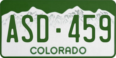 CO license plate ASD459
