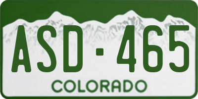 CO license plate ASD465