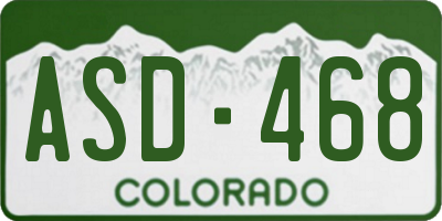 CO license plate ASD468