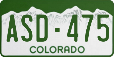 CO license plate ASD475