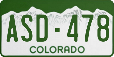 CO license plate ASD478
