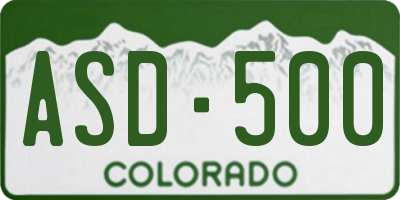 CO license plate ASD500
