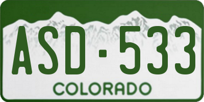 CO license plate ASD533