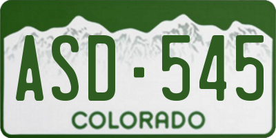 CO license plate ASD545
