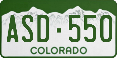 CO license plate ASD550