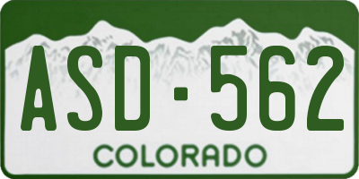 CO license plate ASD562