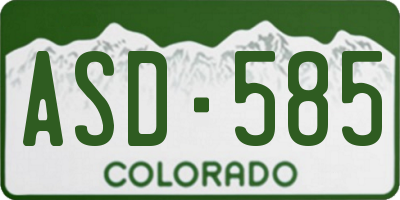 CO license plate ASD585