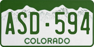 CO license plate ASD594