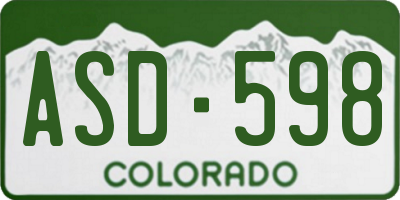 CO license plate ASD598