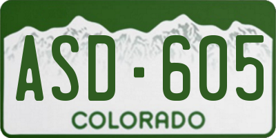 CO license plate ASD605