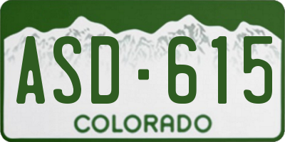 CO license plate ASD615