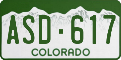 CO license plate ASD617