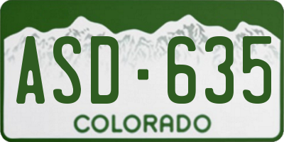 CO license plate ASD635