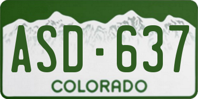 CO license plate ASD637