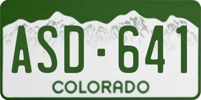 CO license plate ASD641