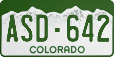 CO license plate ASD642