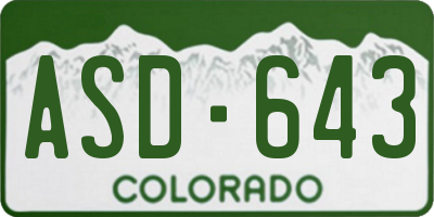 CO license plate ASD643
