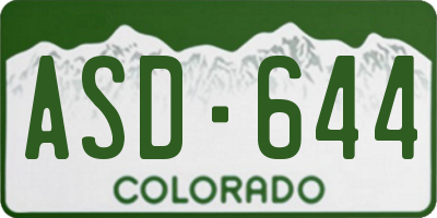 CO license plate ASD644