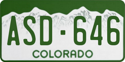 CO license plate ASD646