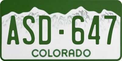 CO license plate ASD647