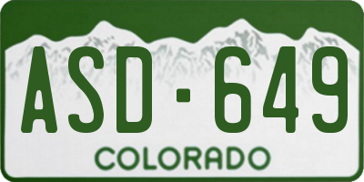 CO license plate ASD649