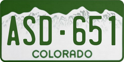CO license plate ASD651